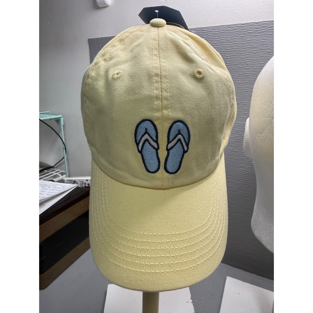 Life is Good Chill Cap Yellow Flip Flops‎ Embroidered Adjustable Hat NEW